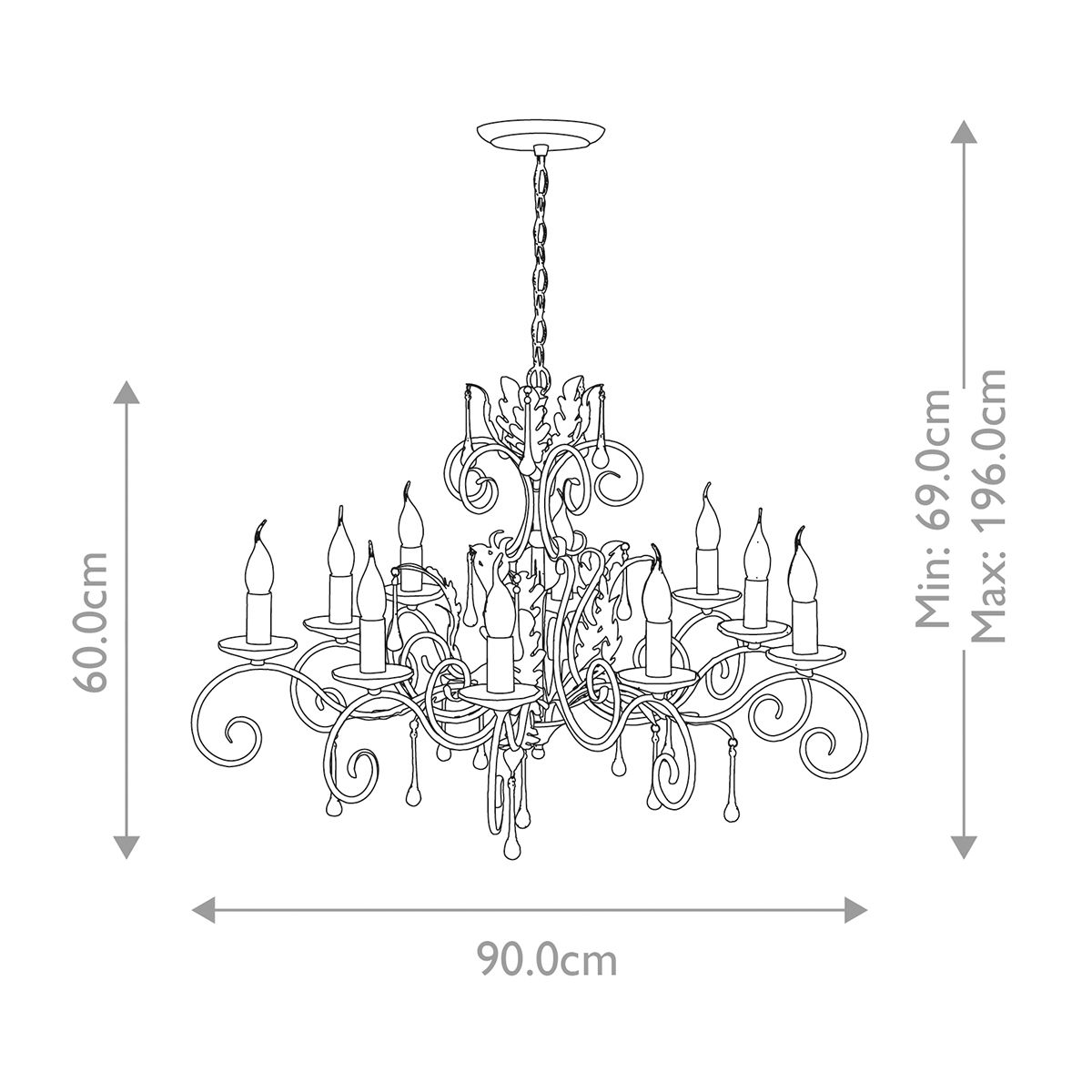 Elstead Amarilli 10 Light Bronze & Gold Chandelier