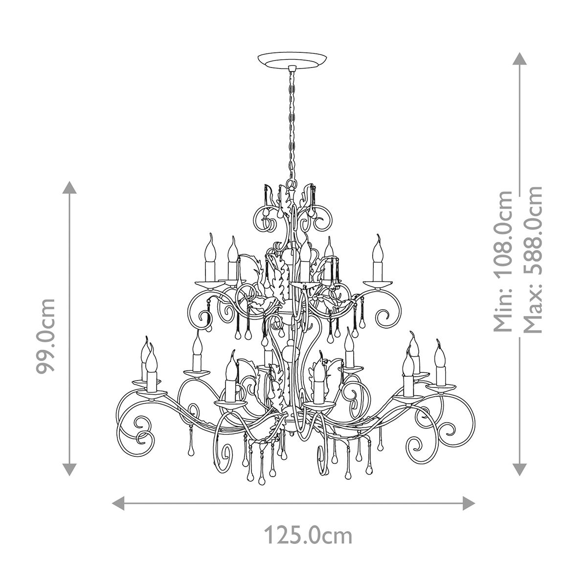 Elstead Amarilli 15 Light Black & Silver Chandelier