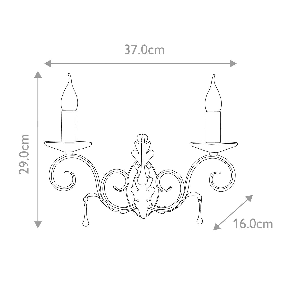 Elstead Lighting Amarilli Black/Silver 2 Light Wall Light
