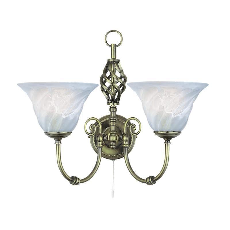 Searchlight Cameroon Brass & Marble Glass Twin Arm Wall Light-warehouse-40