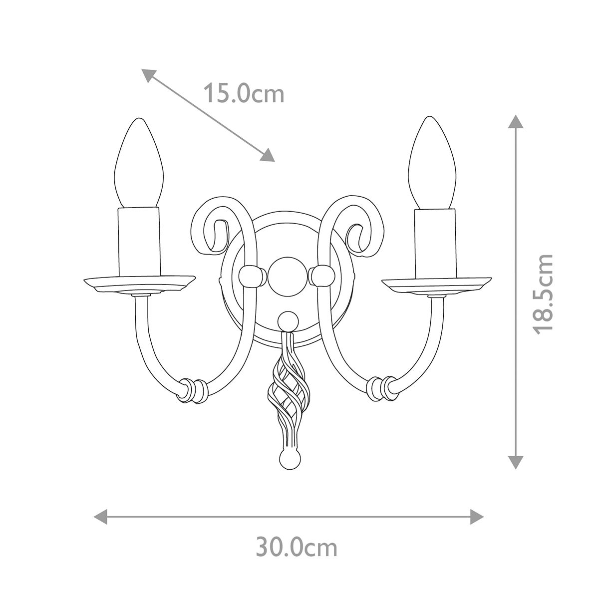 Elstead Artisan Black Twin Arm Wall Light