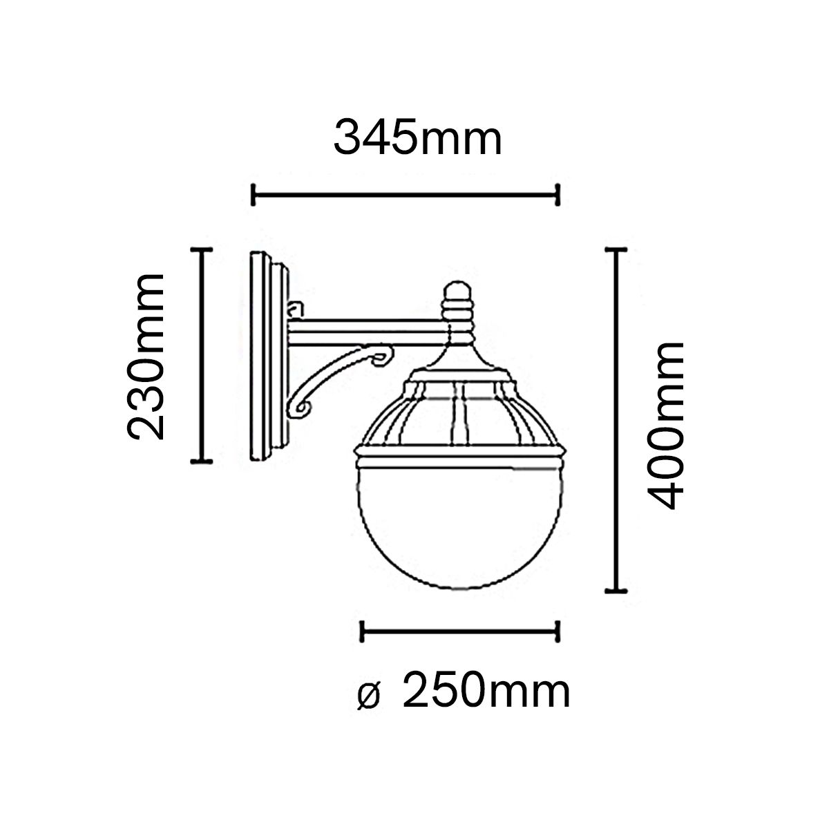 Norlys Bologna 1 Light Black Outdoor Down Wall Light