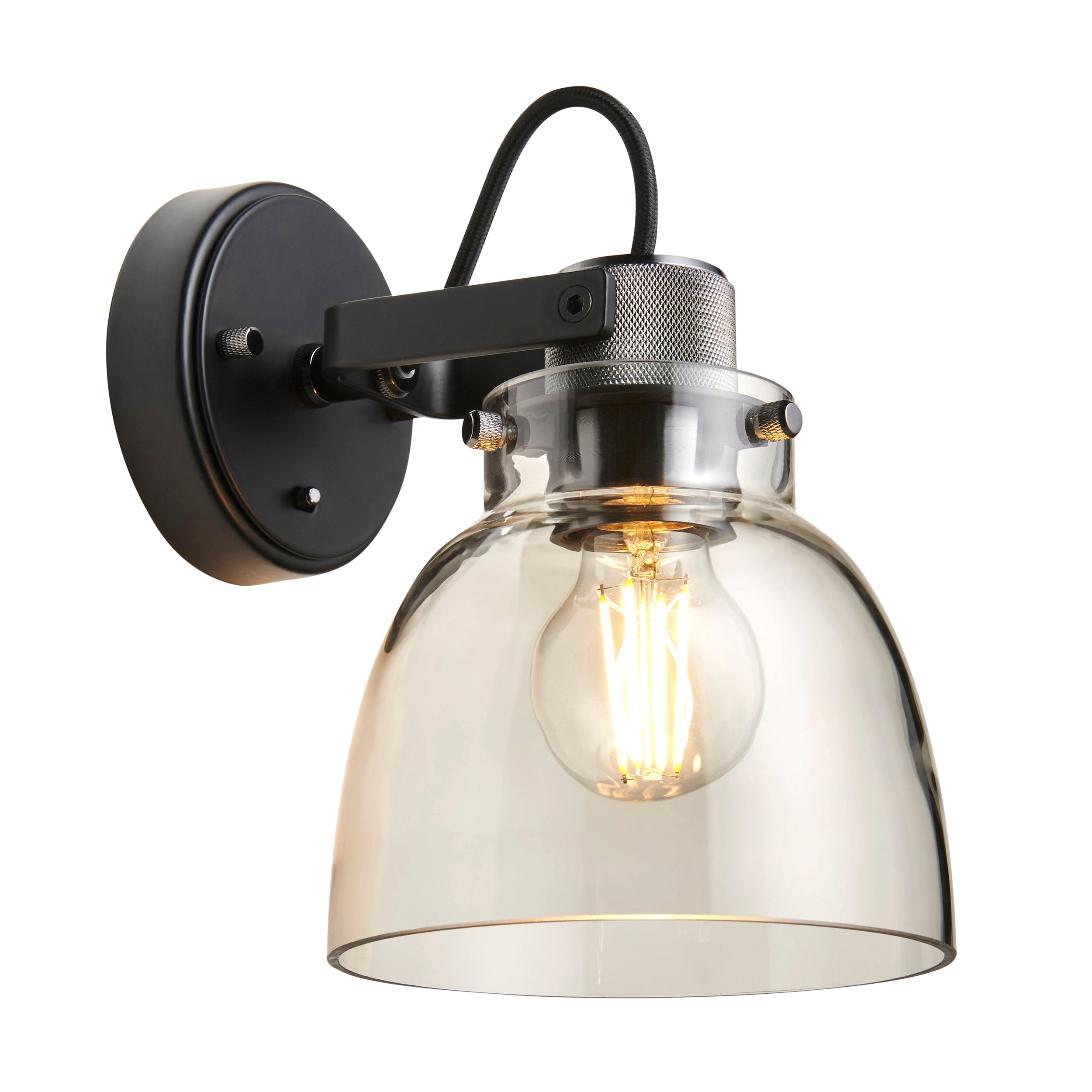 Reading Black Chrome Industrial Wall Light