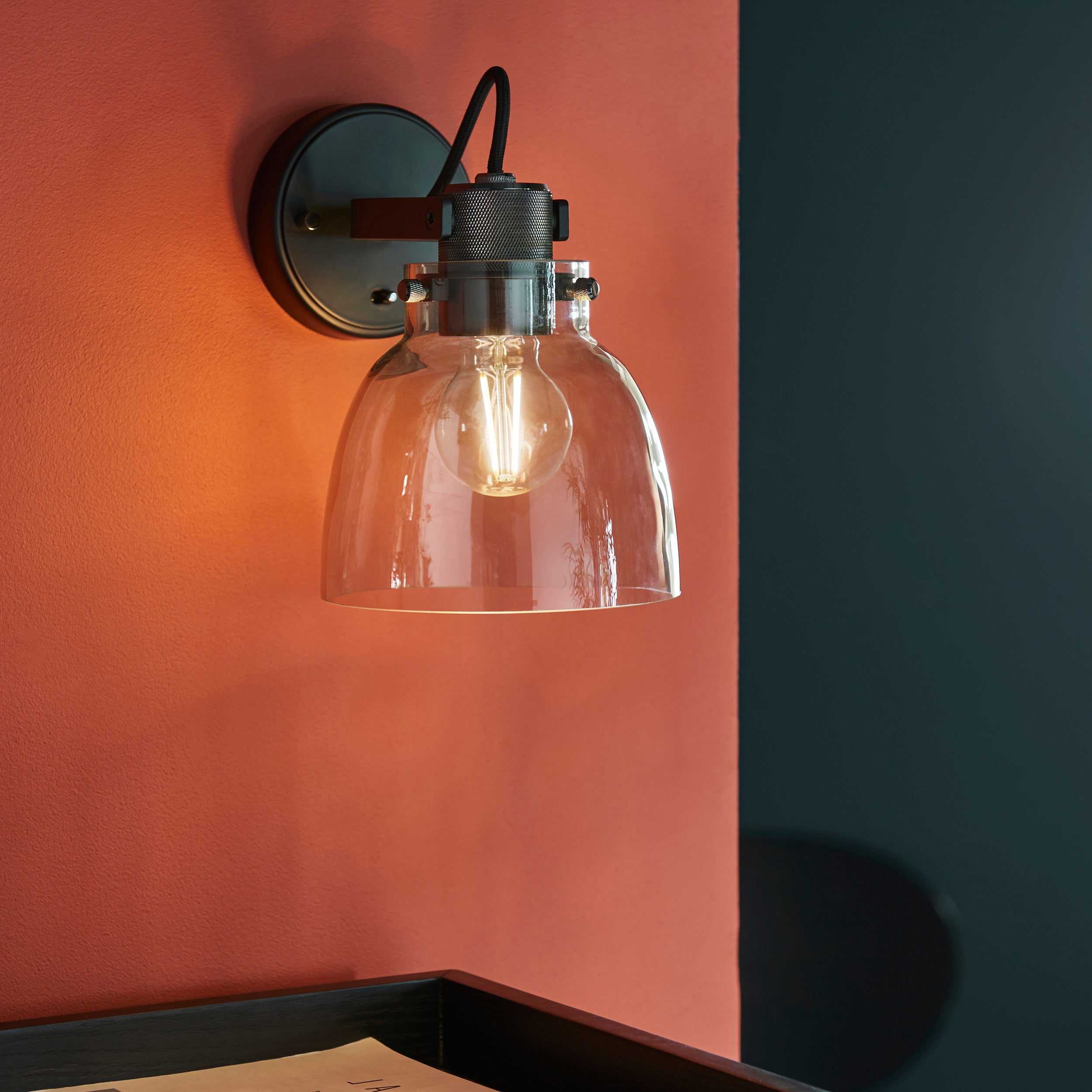Reading Black Chrome Industrial Wall Light
