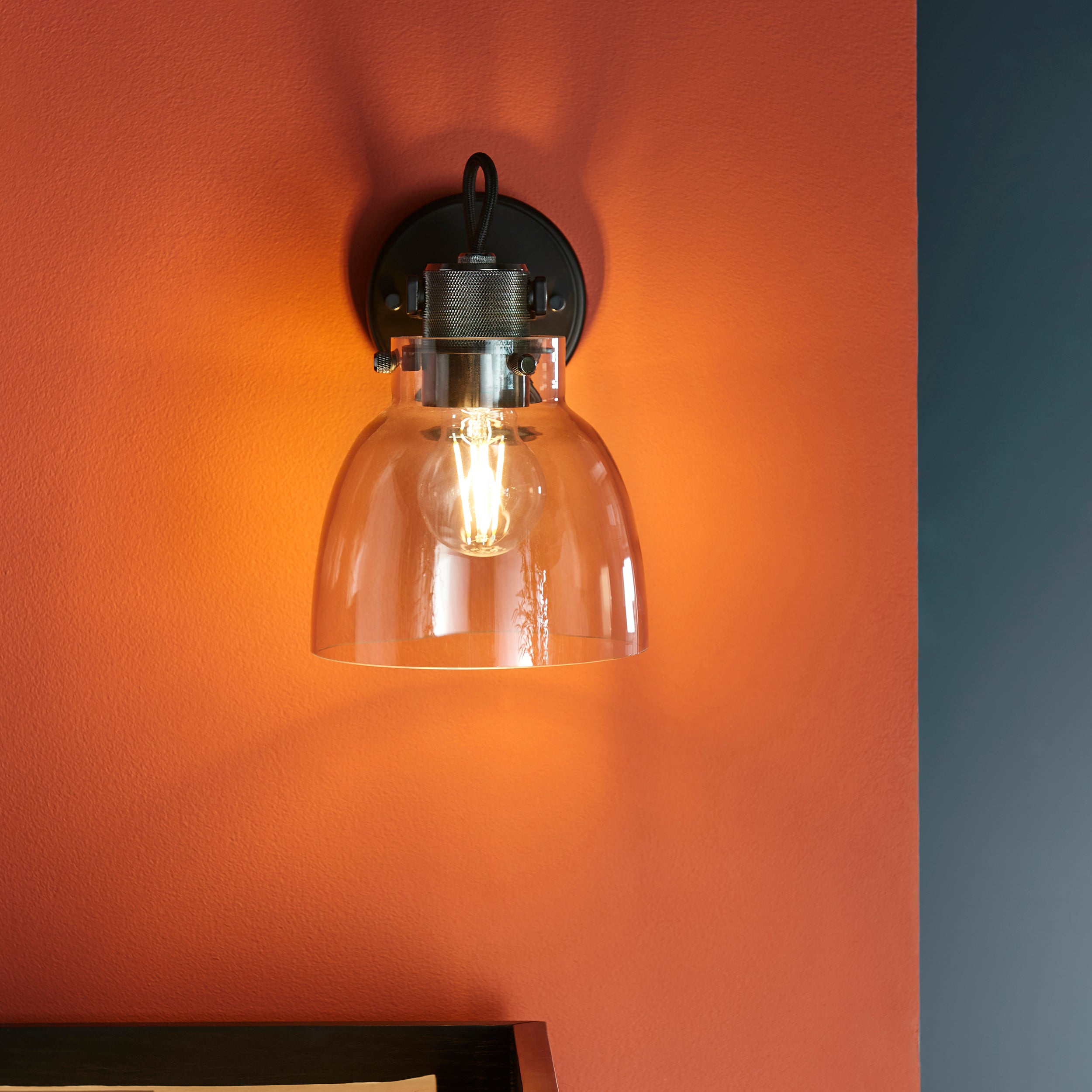 Reading Black Chrome Industrial Wall Light