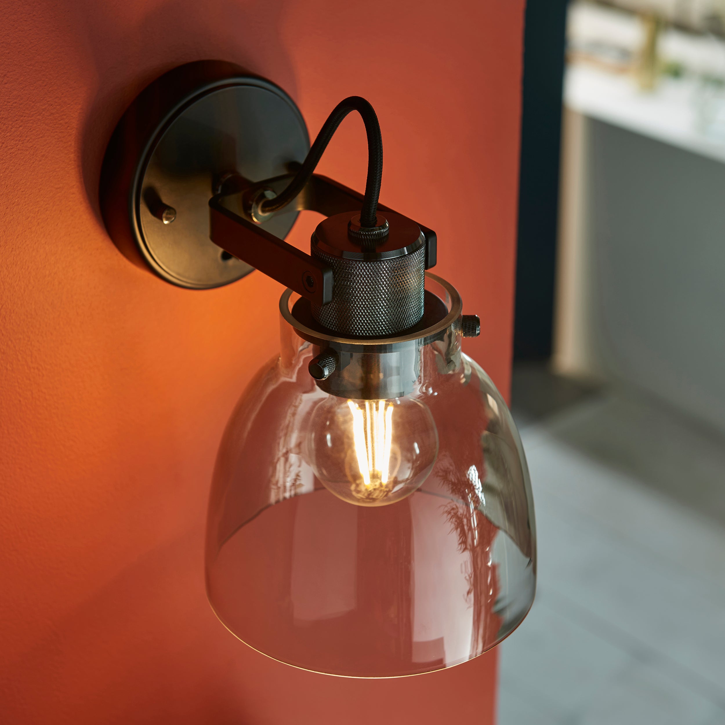 Reading Black Chrome Industrial Wall Light
