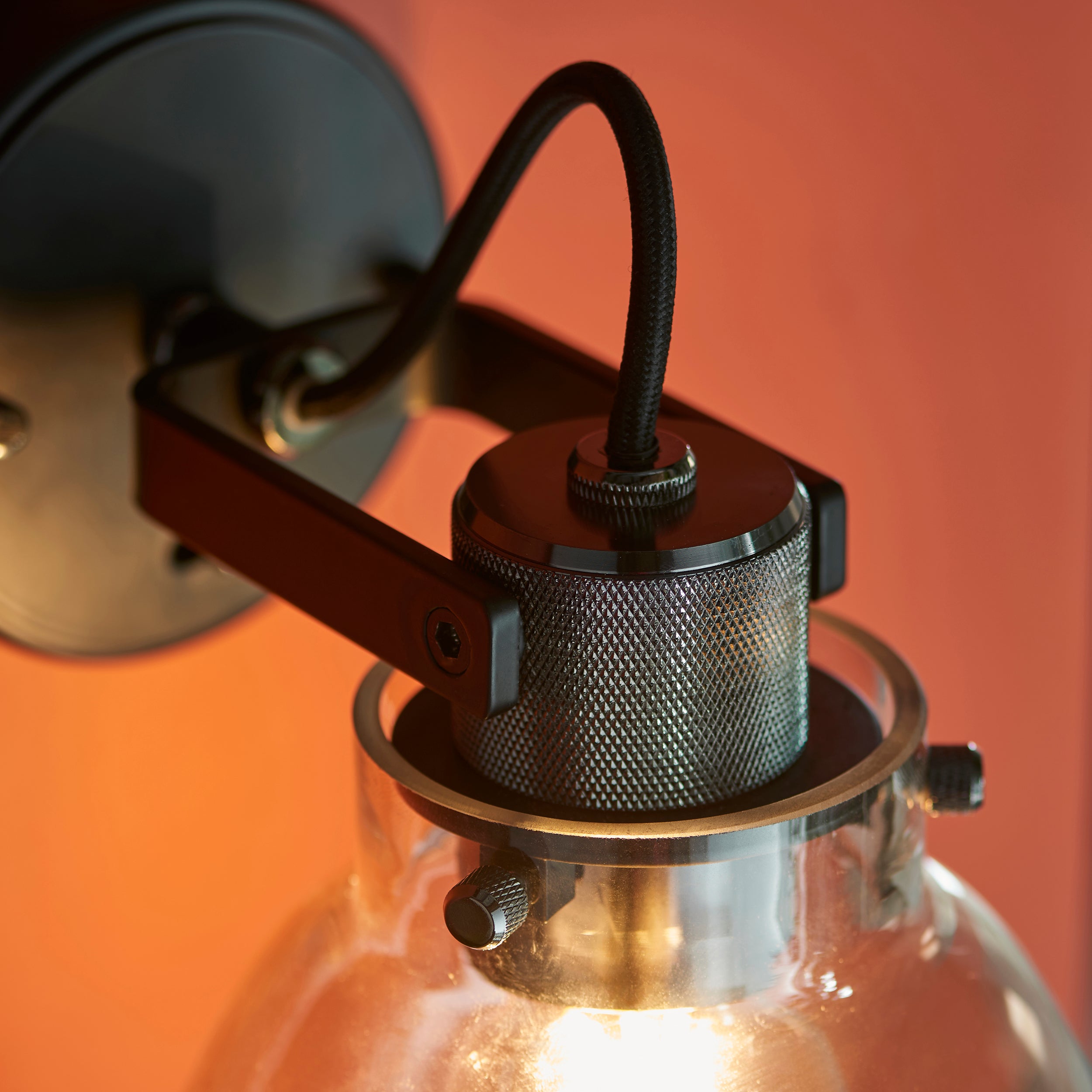 Reading Black Chrome Industrial Wall Light