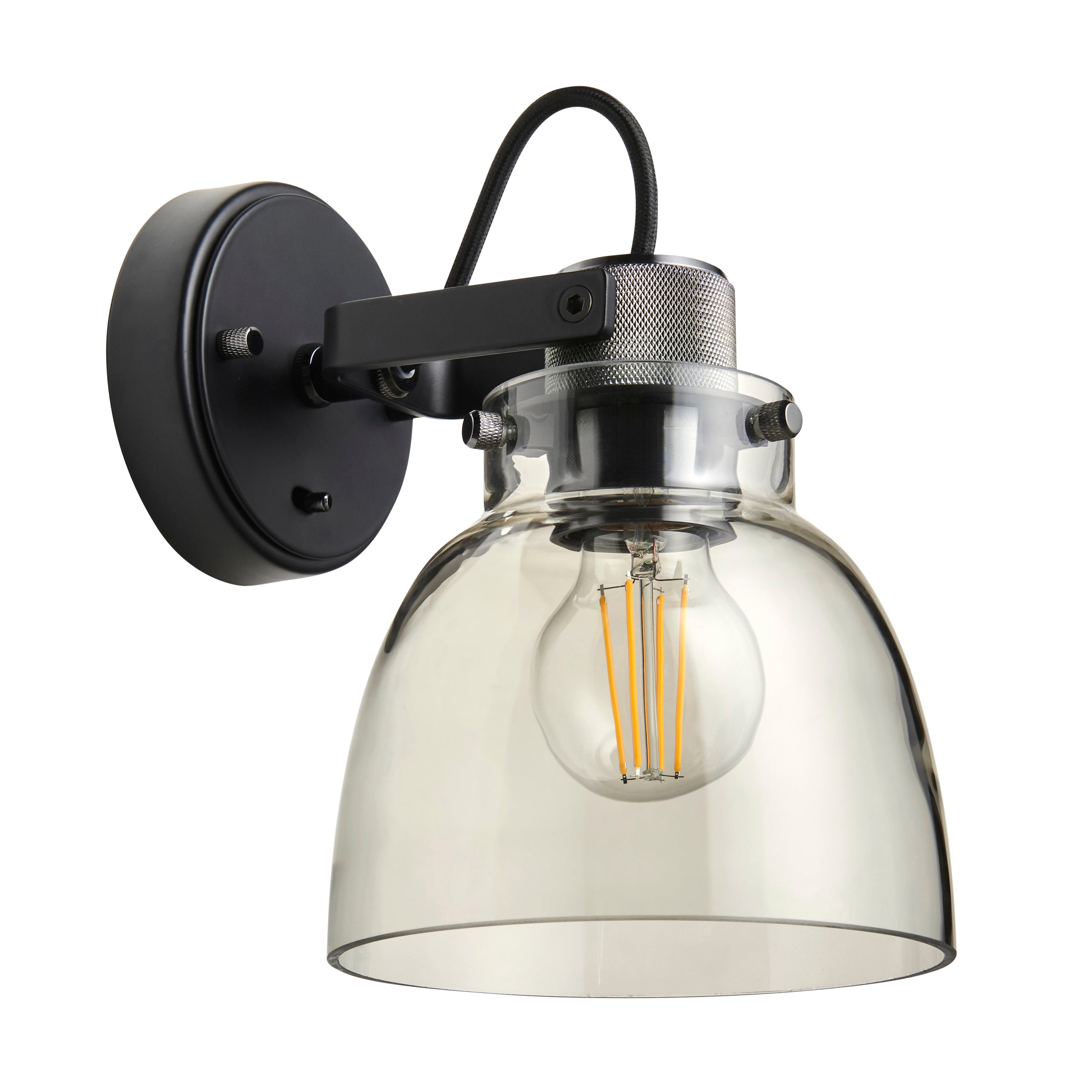 Reading Black Chrome Industrial Wall Light