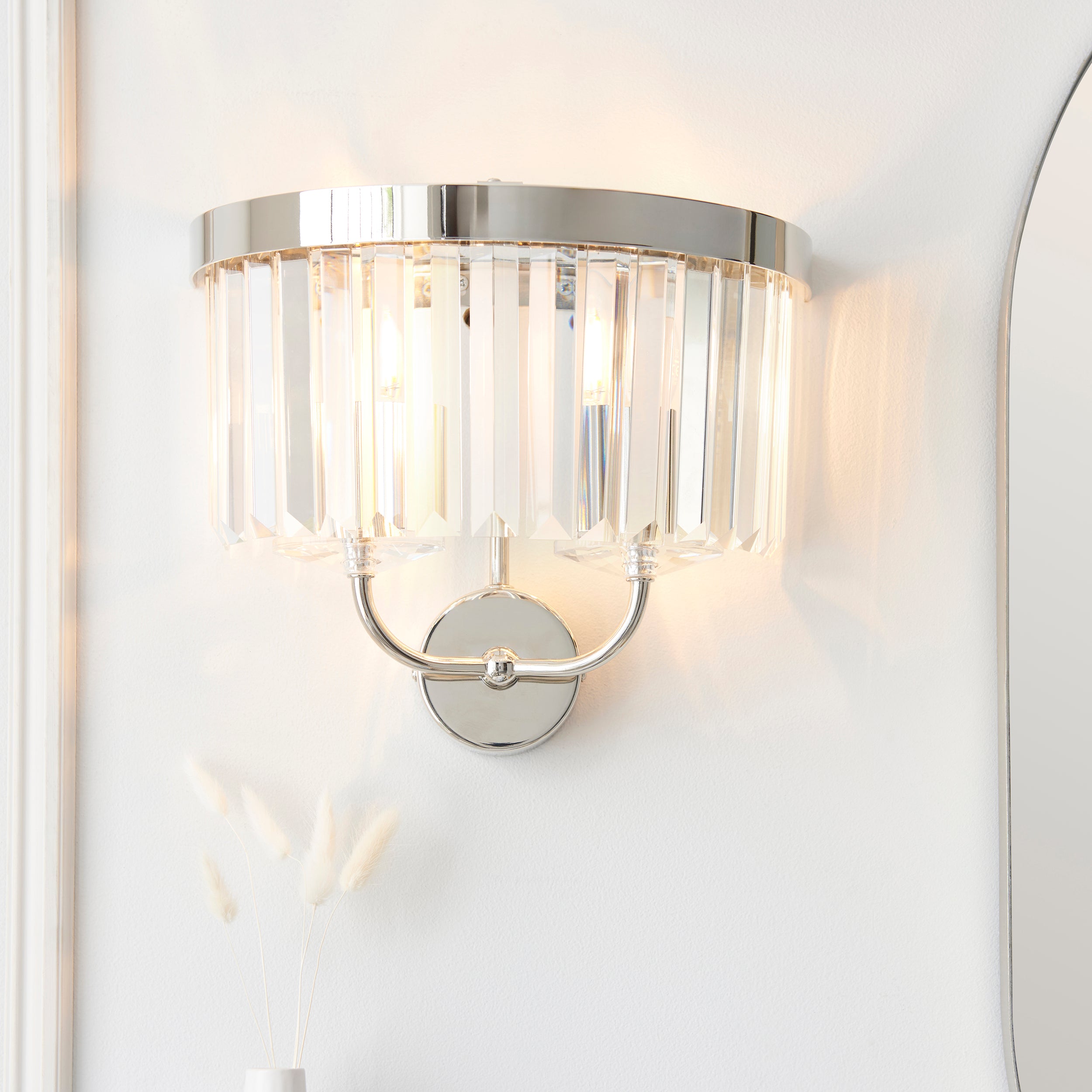 Ealing Nickel & Clear Cut Glass Wall Light