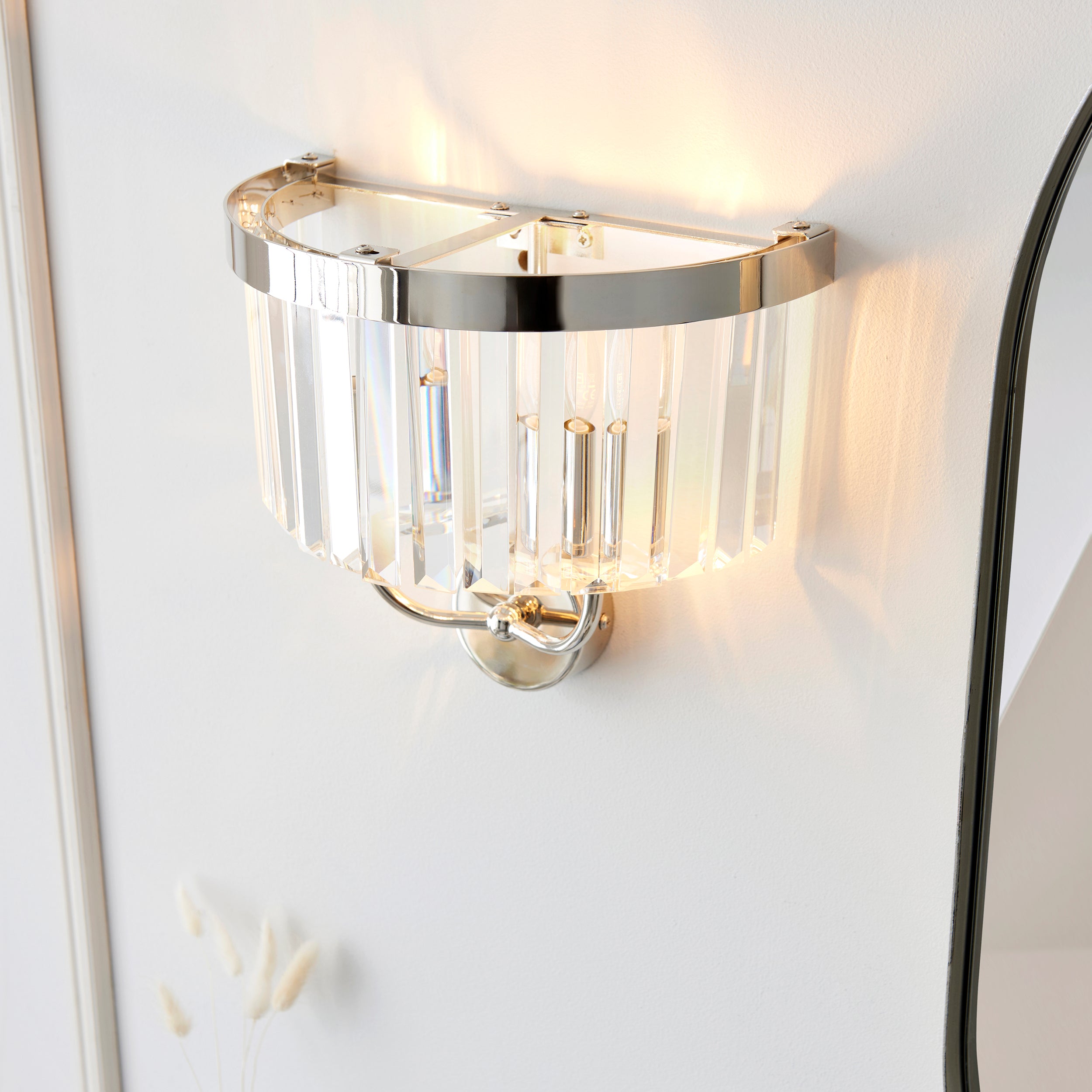 Ealing Nickel & Clear Cut Glass Wall Light