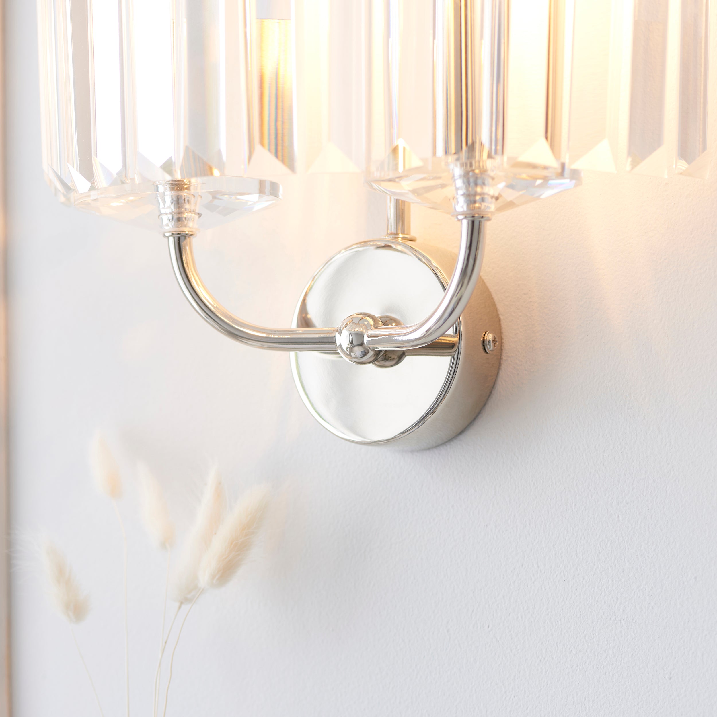 Ealing Nickel & Clear Cut Glass Wall Light