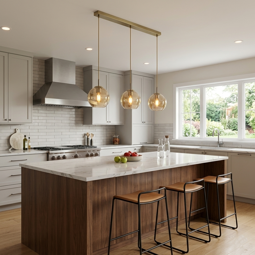 Balls 3 Light Brass Bar Kitchen Light-OPEN-BOX-50-270826
