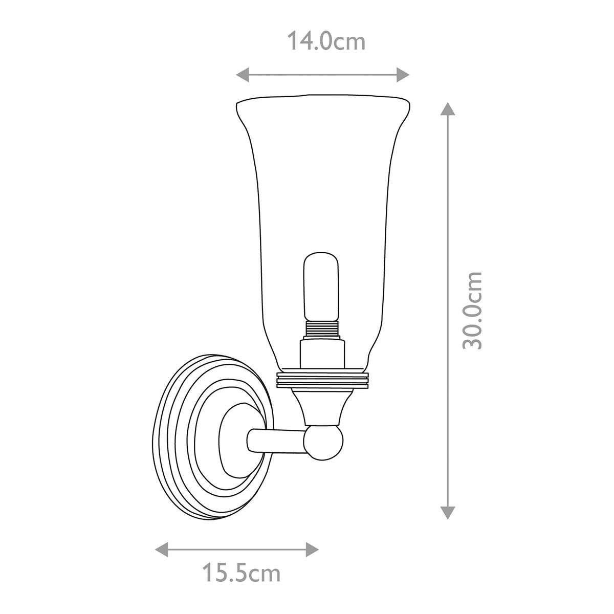 Austen Bell Shade Polished Chrome Bathroom Wall Light