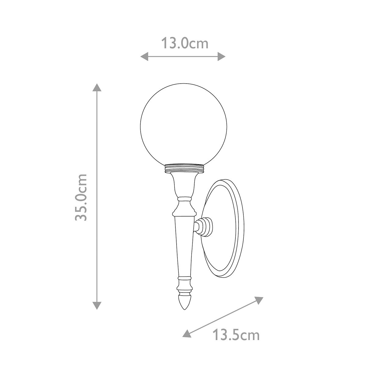 Elstead Dryden Globe Shade Chrome Bathroom Wall Light