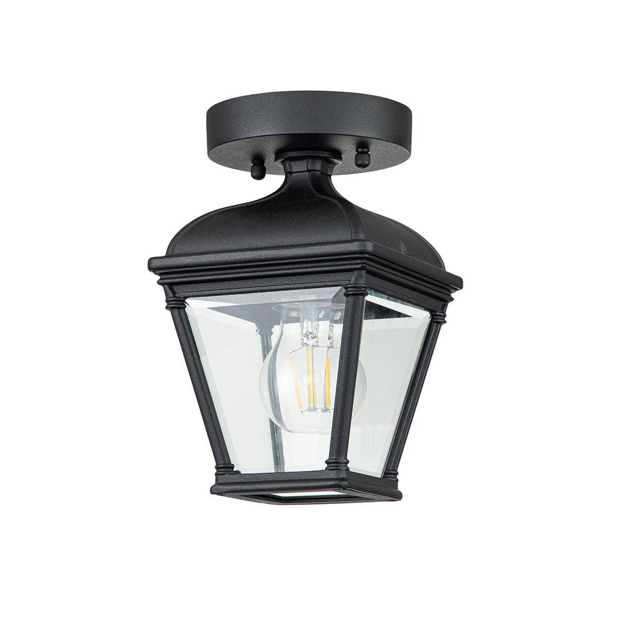 Elstead Bayview 1 Light Outdoor Black Porch Lantern-WAREHOUSE-40-260626