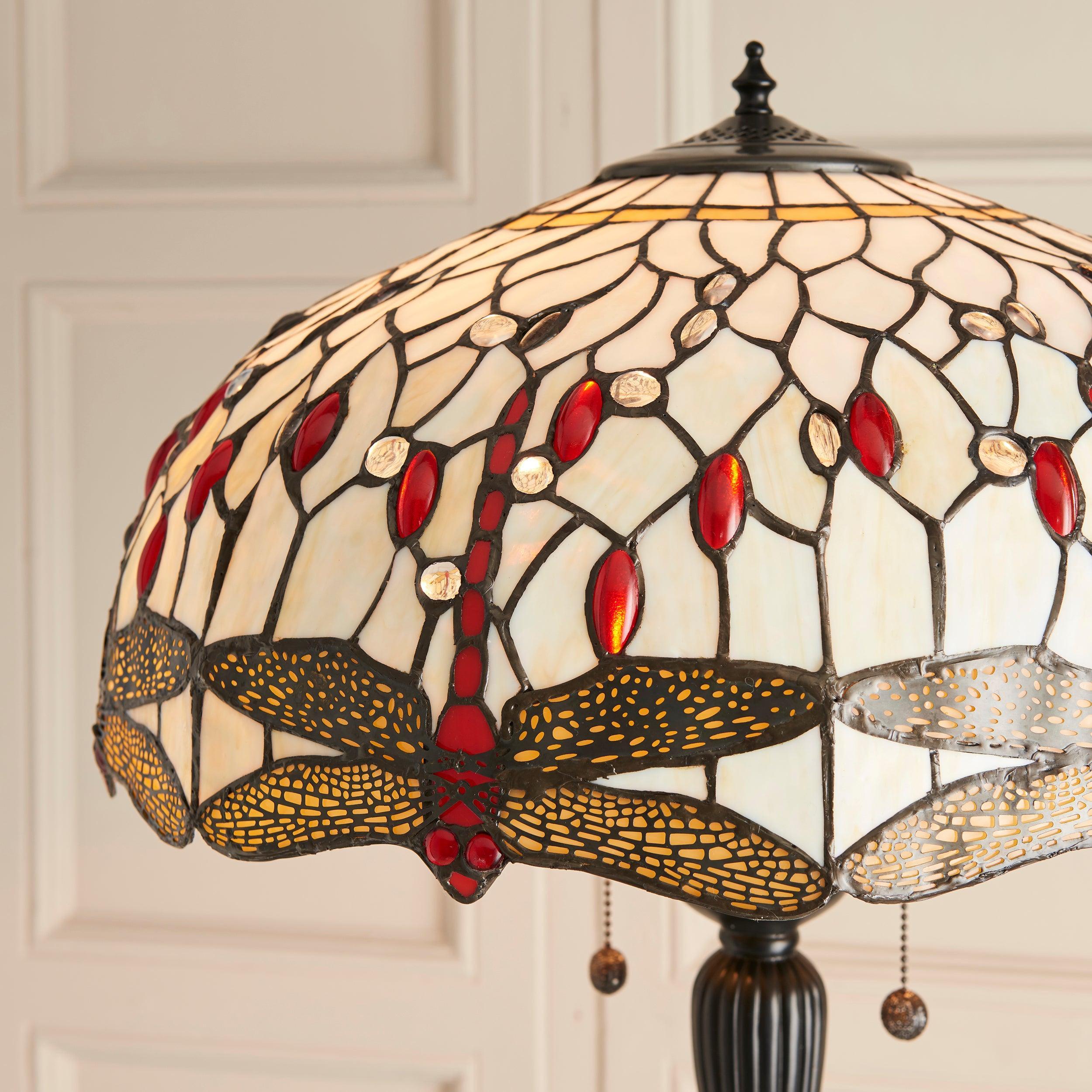 beige dragonfly tiffany floor lamp