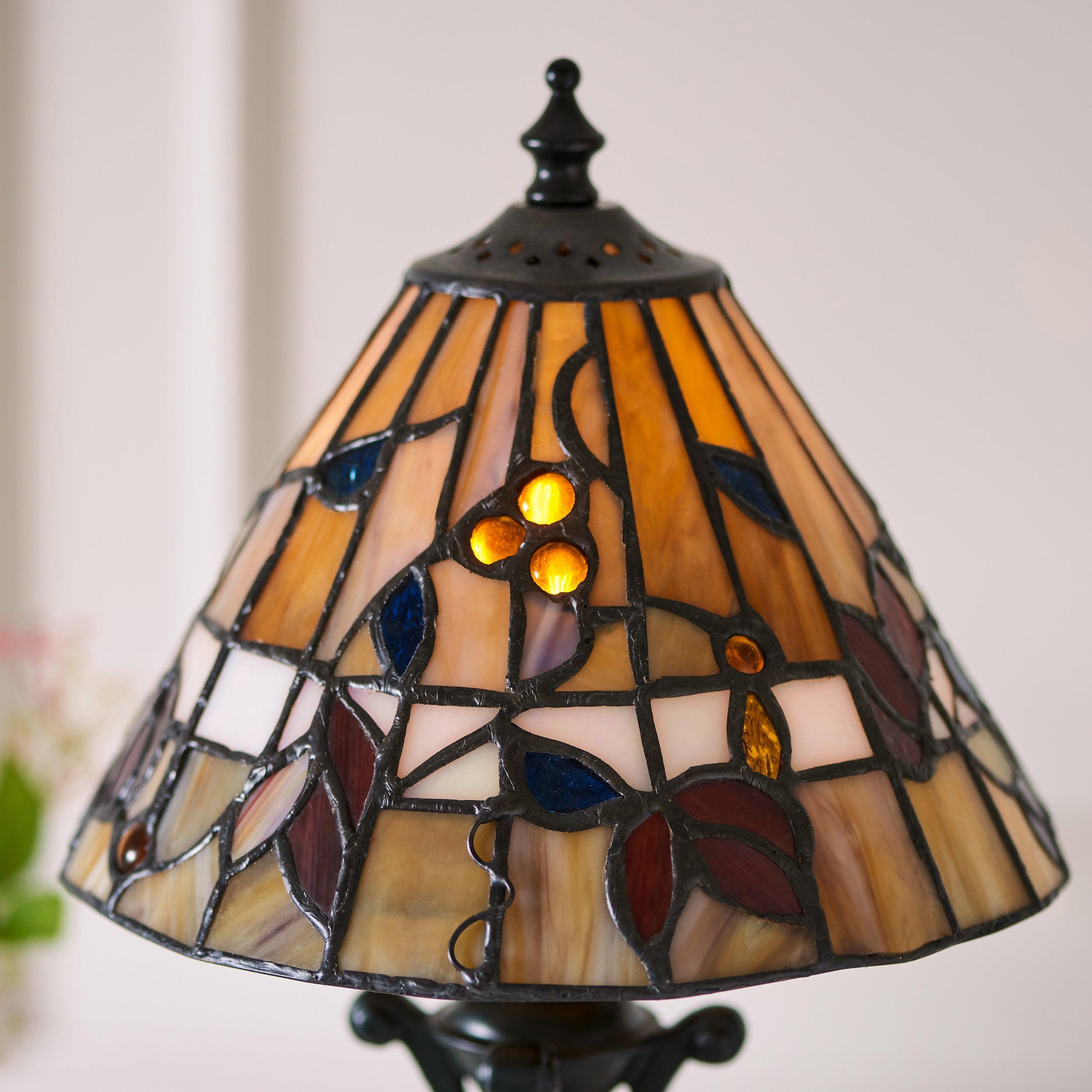 berwood tiffany bedside lamp unlit close up image