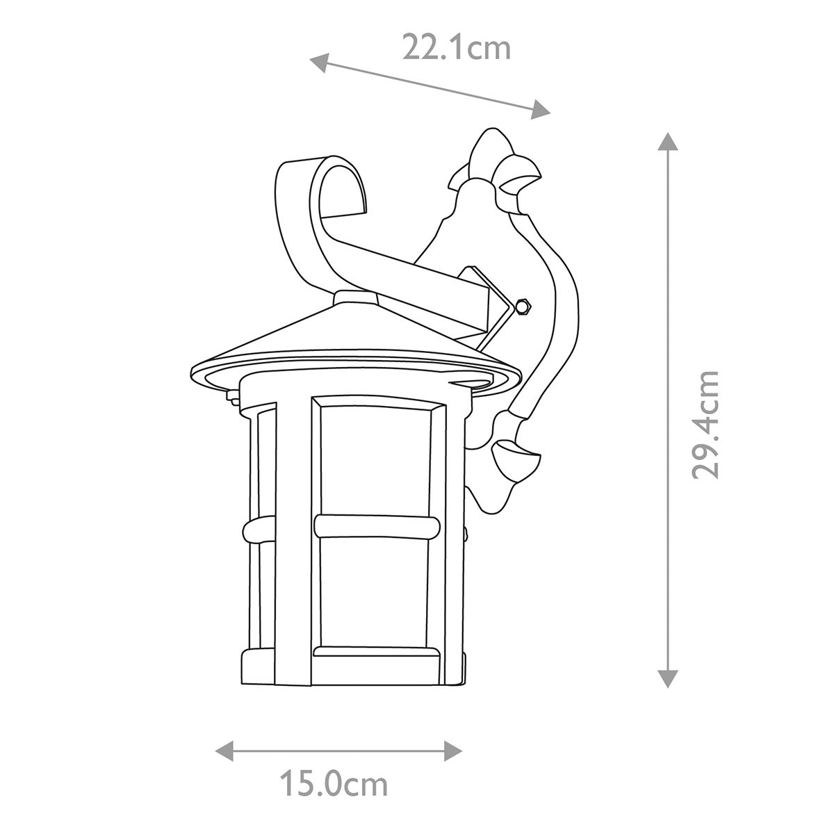 Elstead Hereford II Black Outdoor Downlighter Wall Light