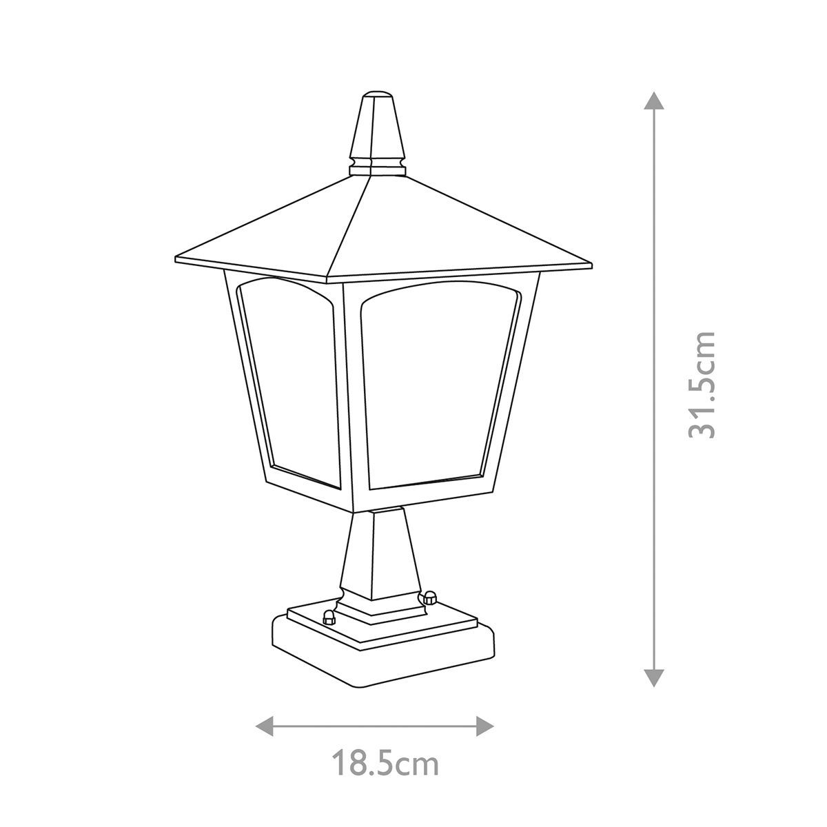 Elstead York Black Outdoor Pedestal Lantern