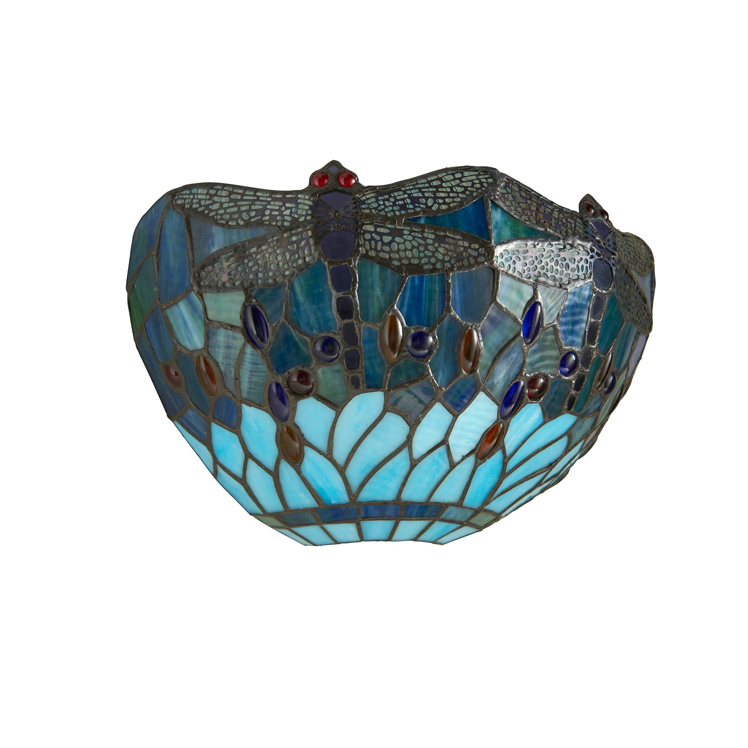 Interiors 1900 Blue Dragonfly Tiffany Wall Light - Open Box-100326