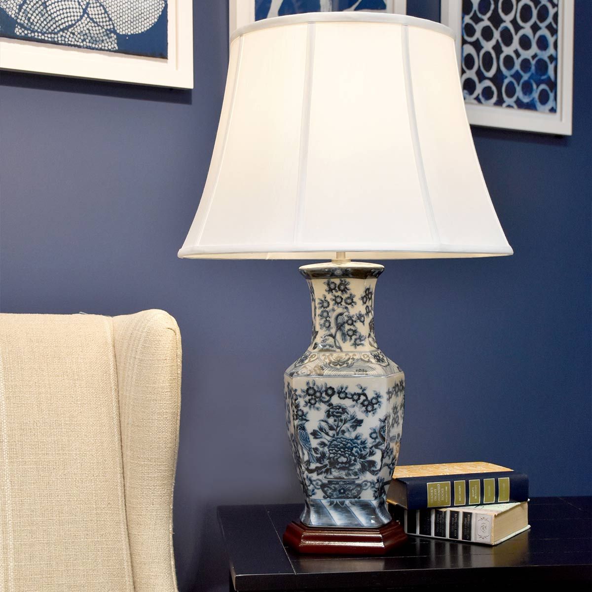 Blue Hex 1 Light Ceramic Table Lamp
