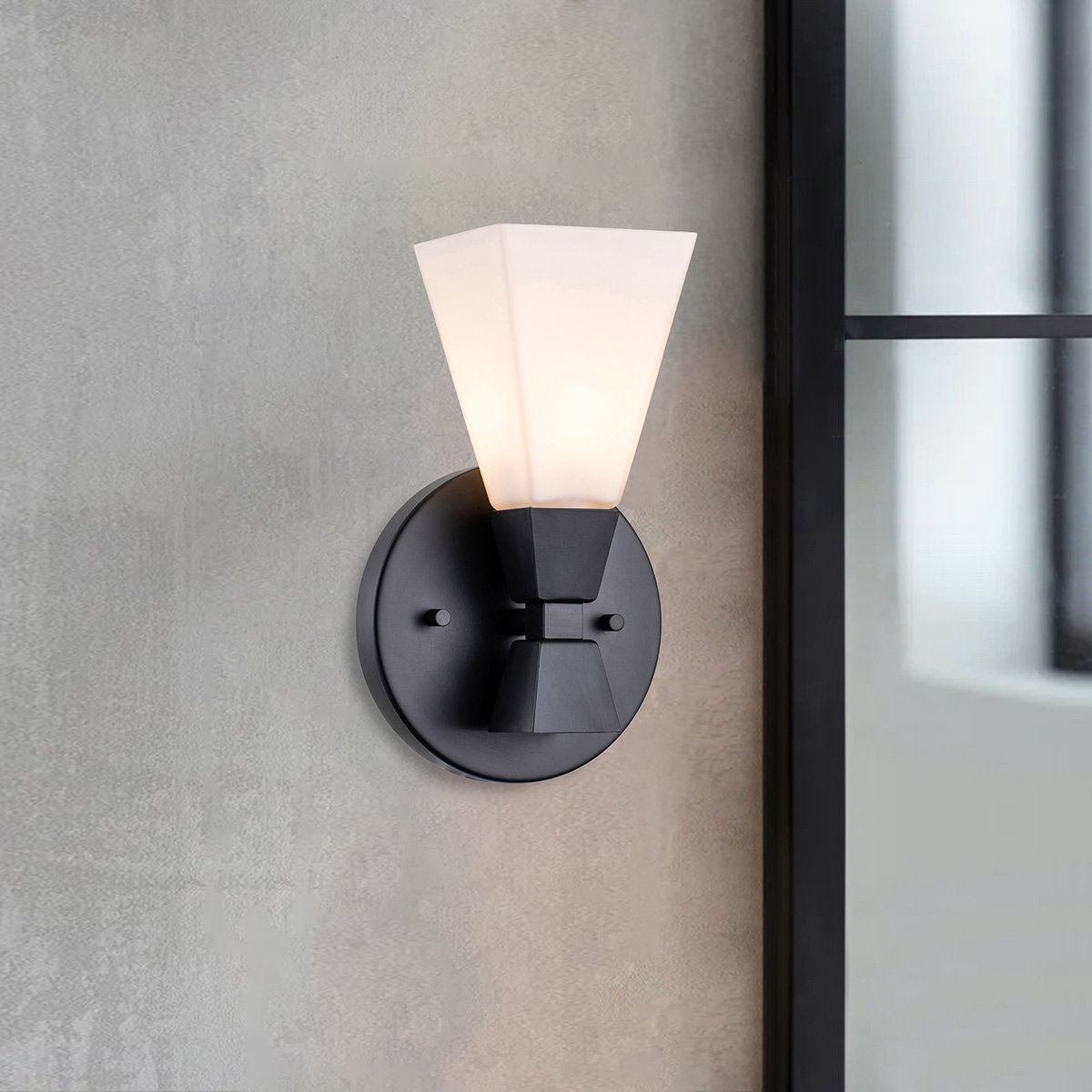 Bowtie 1 Light Black Modern Bathroom Wall Light