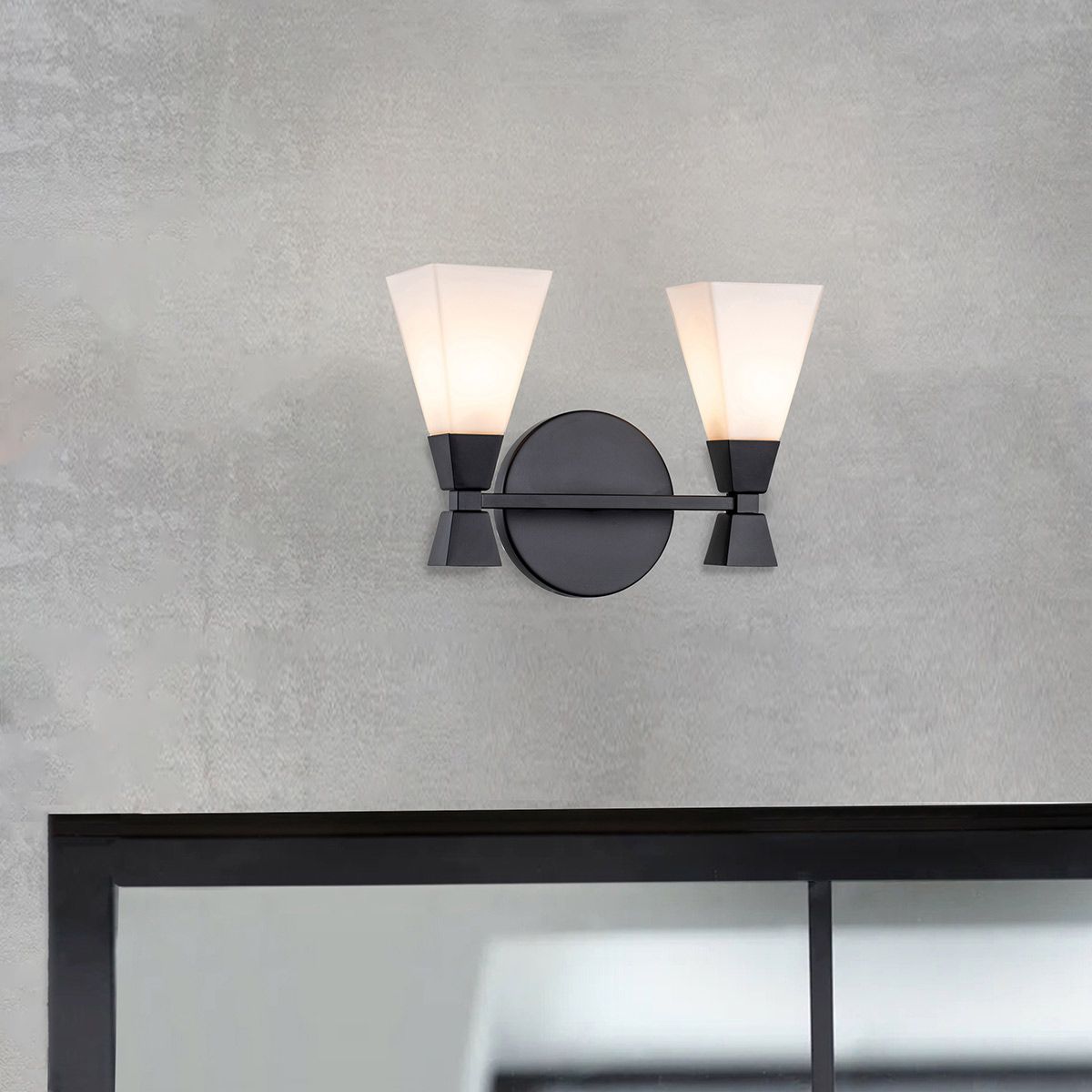 Bowtie 2 Light Black Modern Bathroom Wall Light