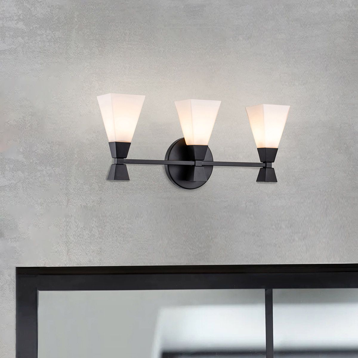 Bowtie 3 Light Black Modern Bathroom Wall Light