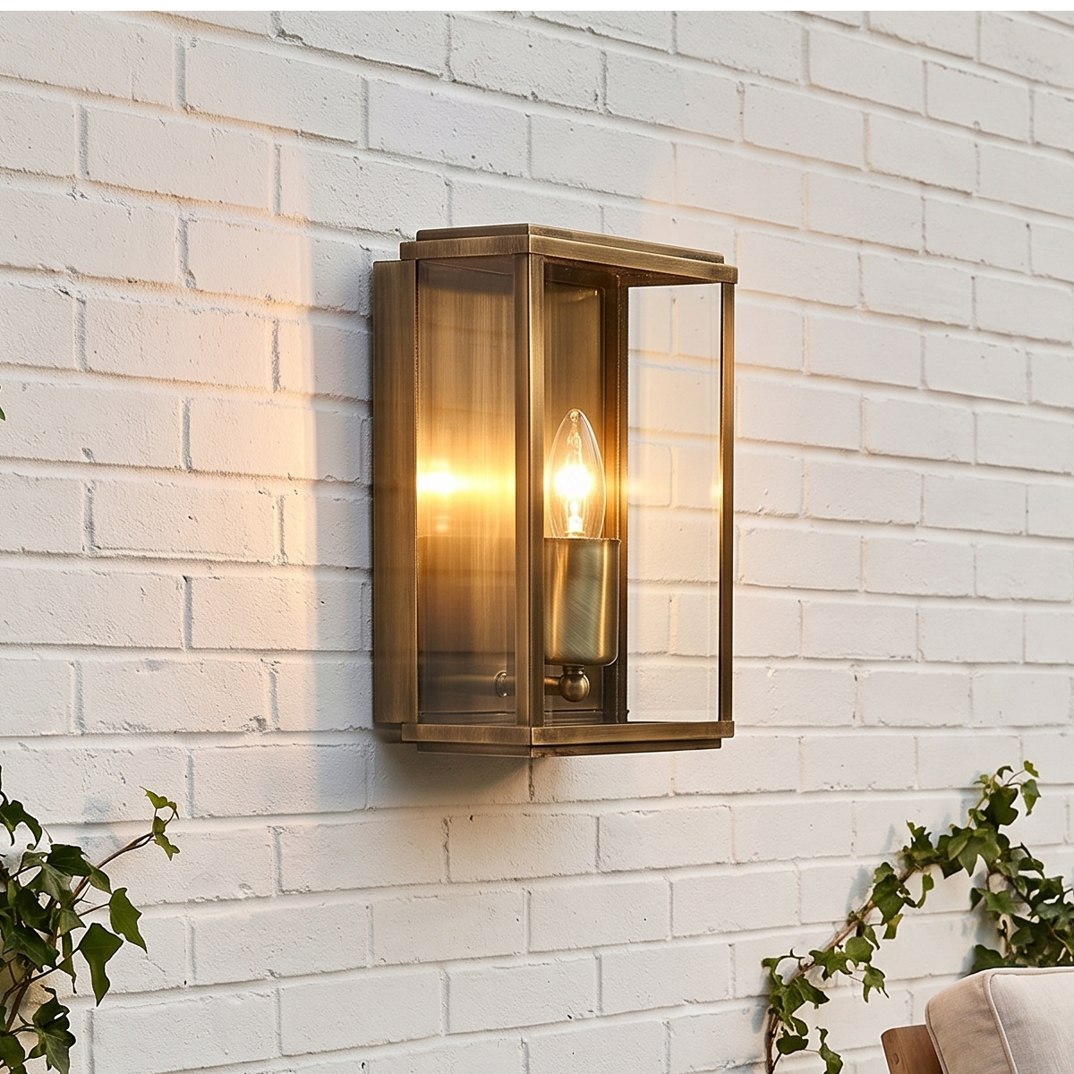 Box Outdoor 1 Light Antique Brass Wall/Porch Lantern