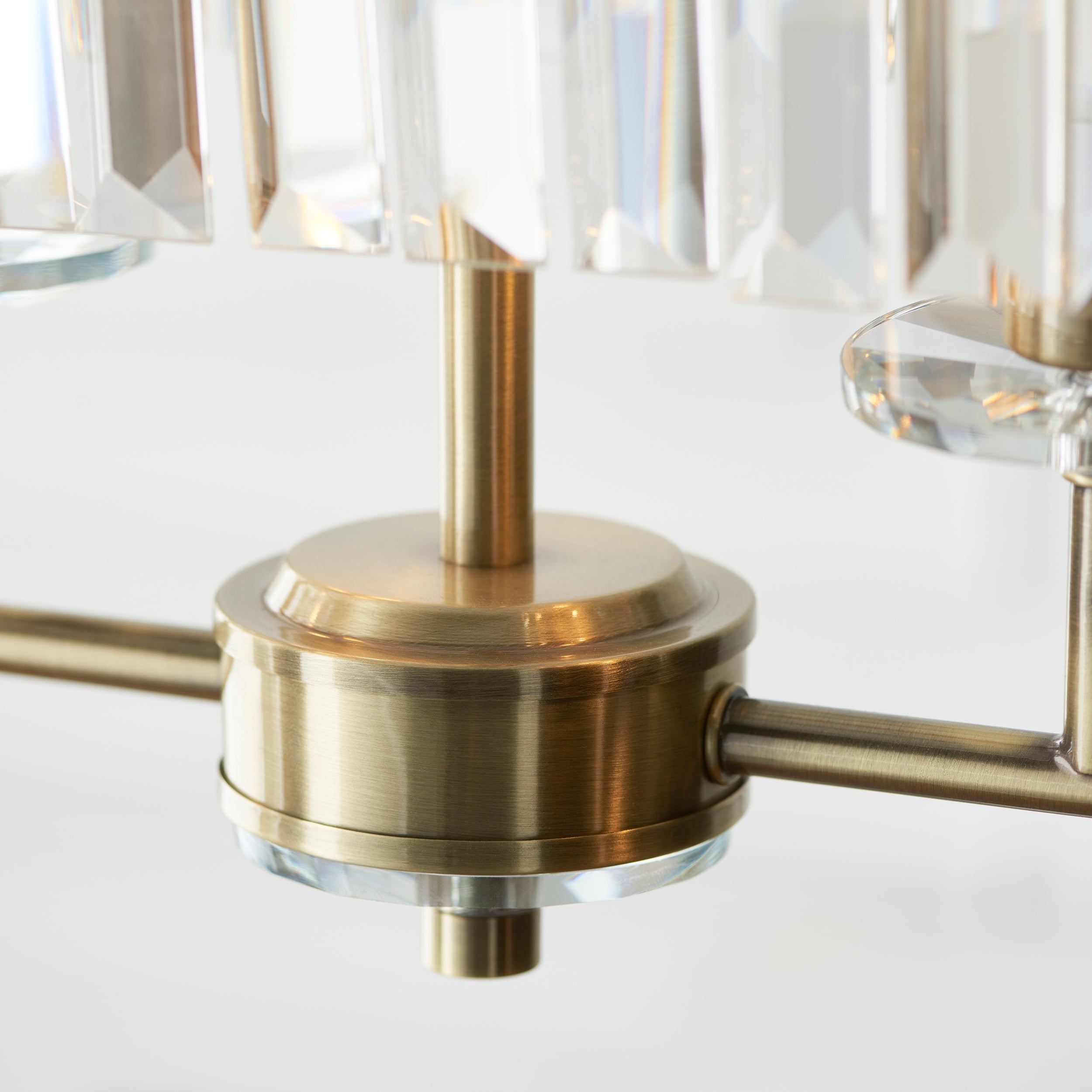 Ealing Brass 4 Light Linear Ceiling Pendant - Cut Faceted Glass