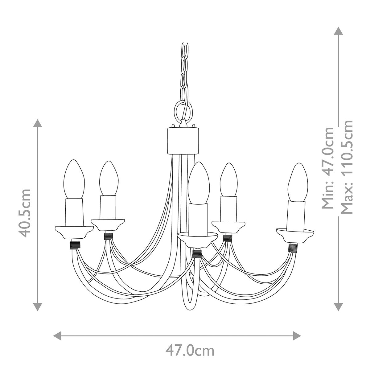 Elstead Carisbrooke 5 Light Black Chandelier