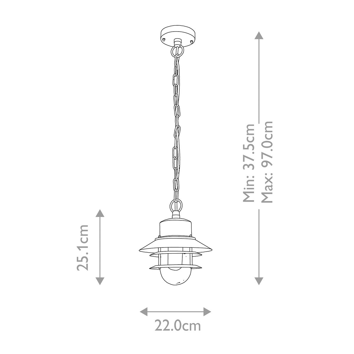 Elstead Copenhagen 1 Light Silver Outdoor Chain Lantern