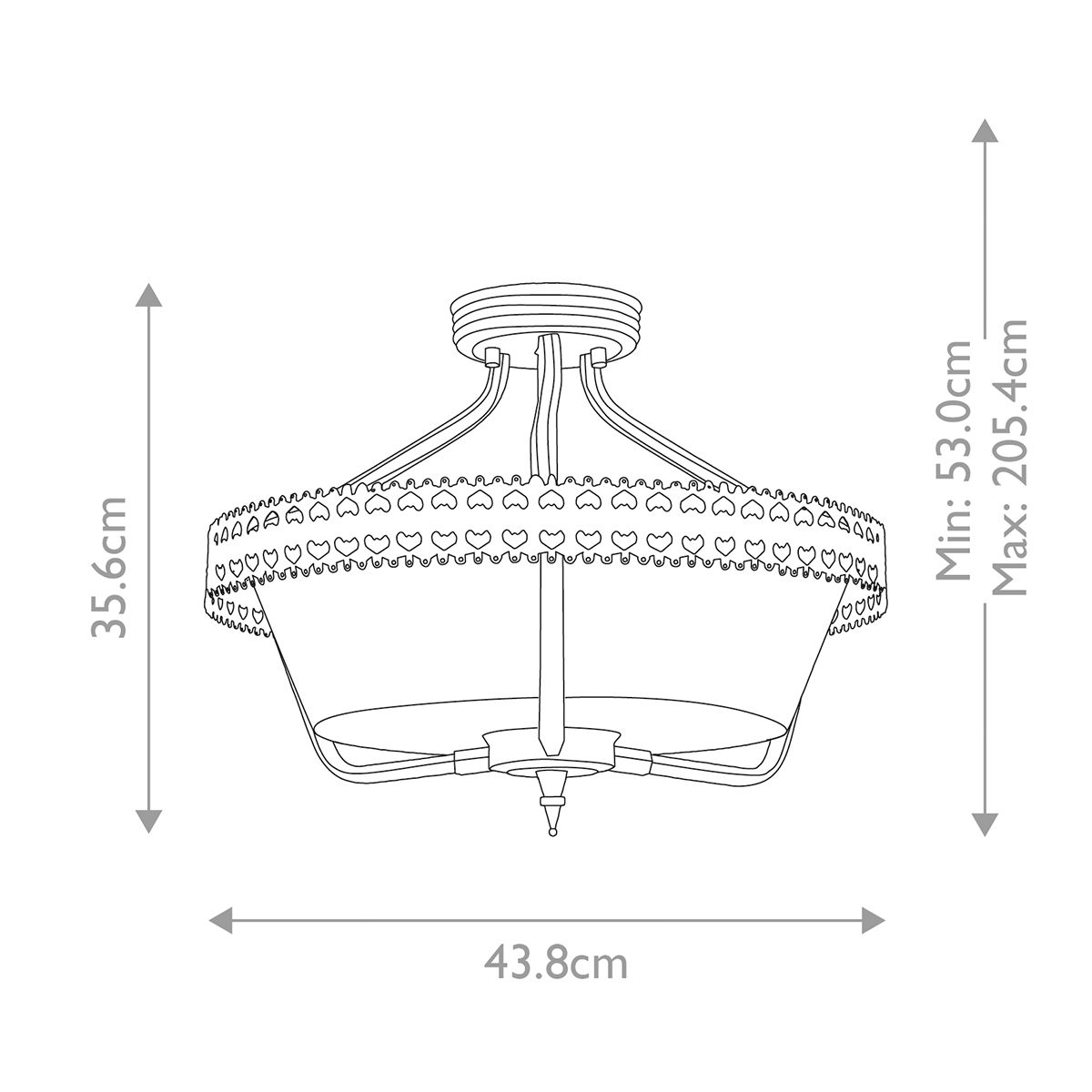 Elstead Lighting Crown 3 Light Semi-Flush Pendant