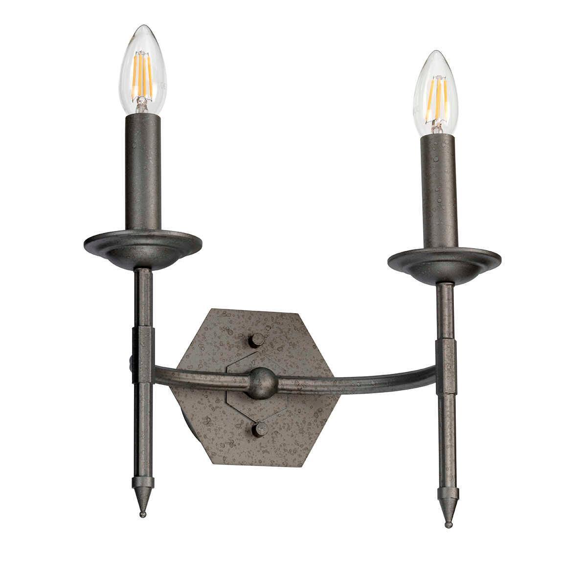 Crown 2 Light Iron Gate Wall Light Elstead Lighting-OPEN-BOX-01-04-26