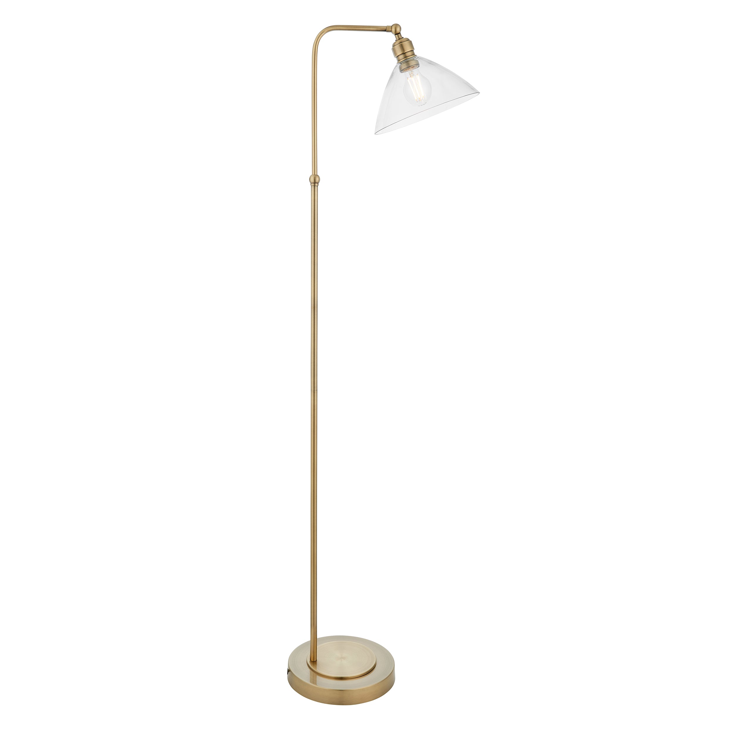 Island Brass & Clear Glass Art Deco Floor Lamp