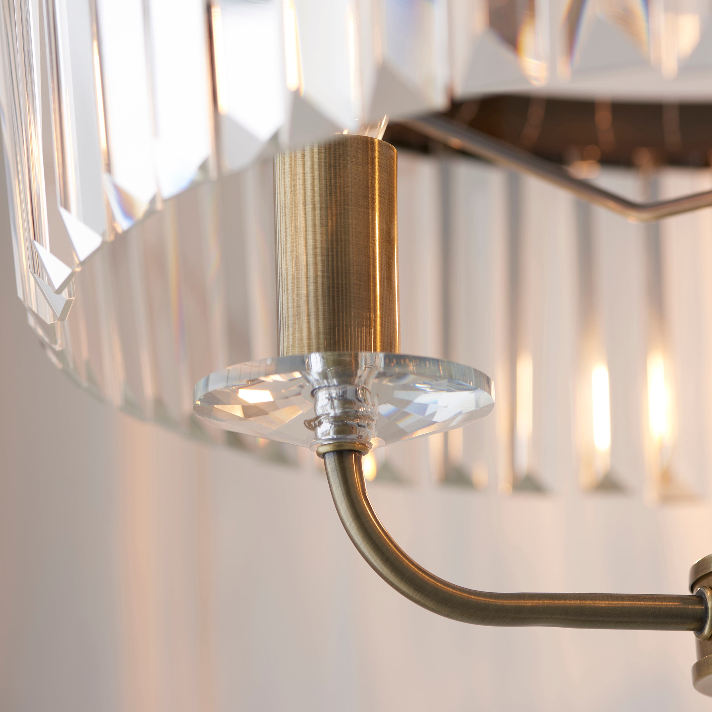 Ealing 3 Light Round Brass & Clear Cut Glass Floor Lamp