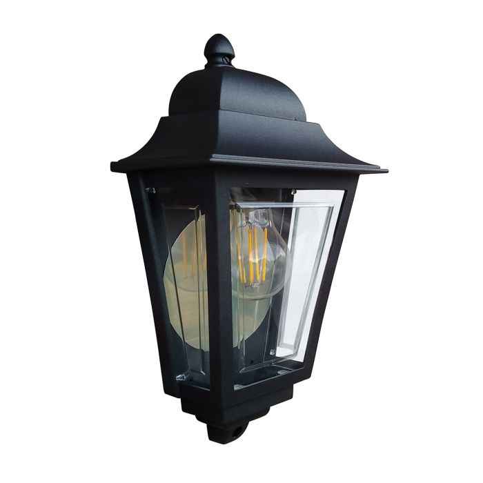 Deco Lane 1 Light Black Outdoor Half Wall Lantern DECO-LANE7-BLACK by Elstead Lighting