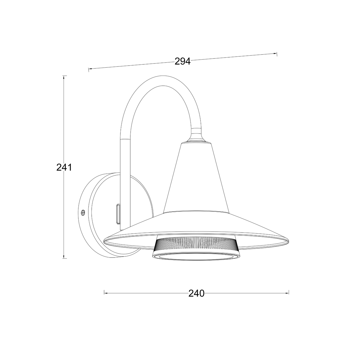 Lutec Swan Outdoor Wall Light – Matt Black (IP54) — rear view
