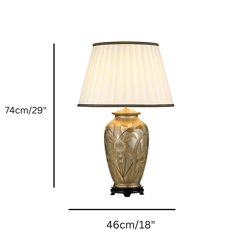 Dian 1 Light Silver Ceramic Table Lamp With Tall Ivory Empire Shade-OPEN-BOX-100326