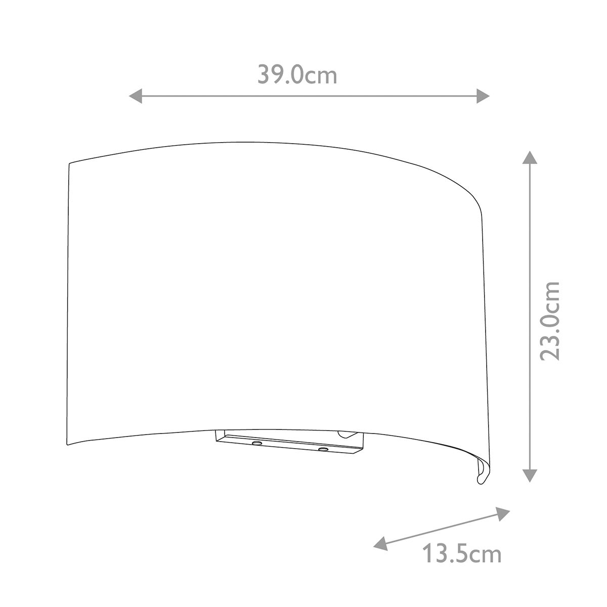 Cooper Large Curved Wall Light with Polished Chrome Back Plate