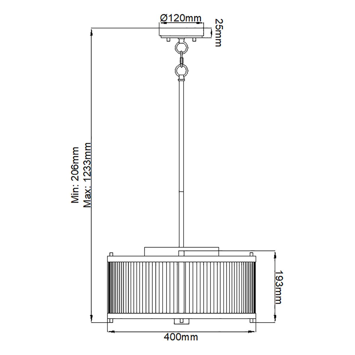 Elstead Corona 3 Light White Polished Nickel Pendant