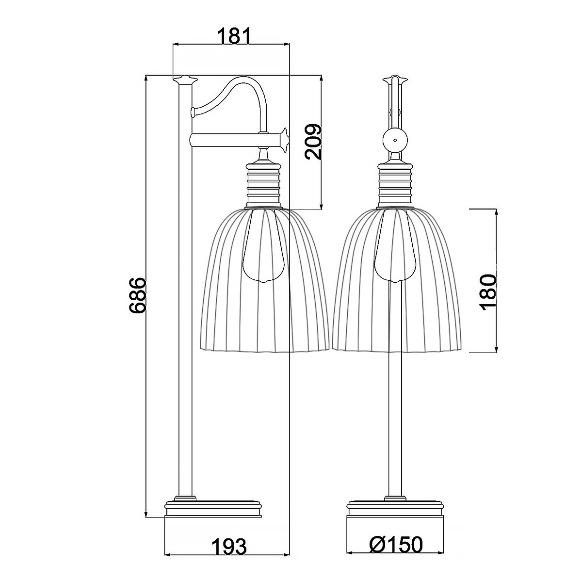 Douille 1 Light Polished Nickel Table Lamp Elstead Lighting