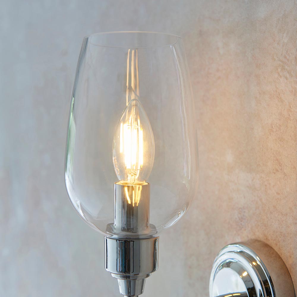 Island Nickel & Glass Shade Art Deco Wall Light-OB-180926
