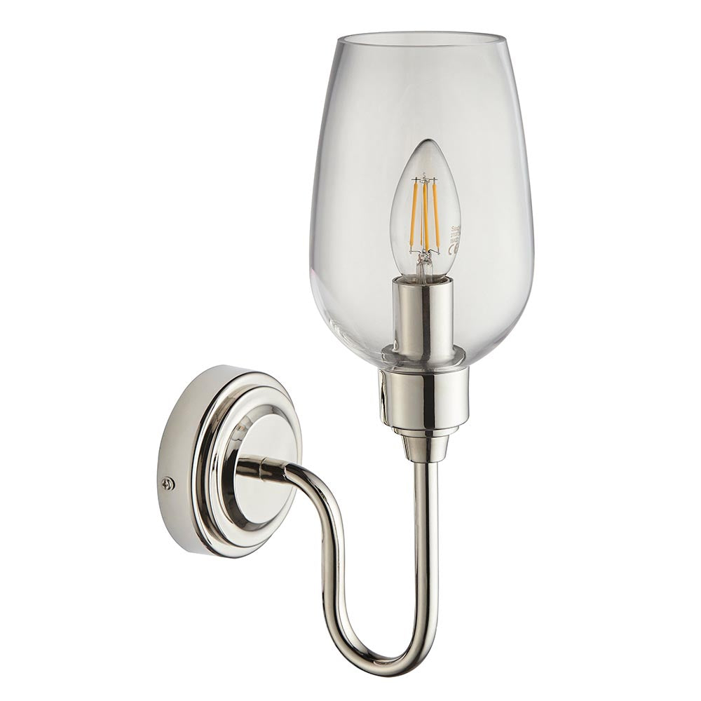 Island Nickel & Glass Shade Art Deco Wall Light-OB-180926