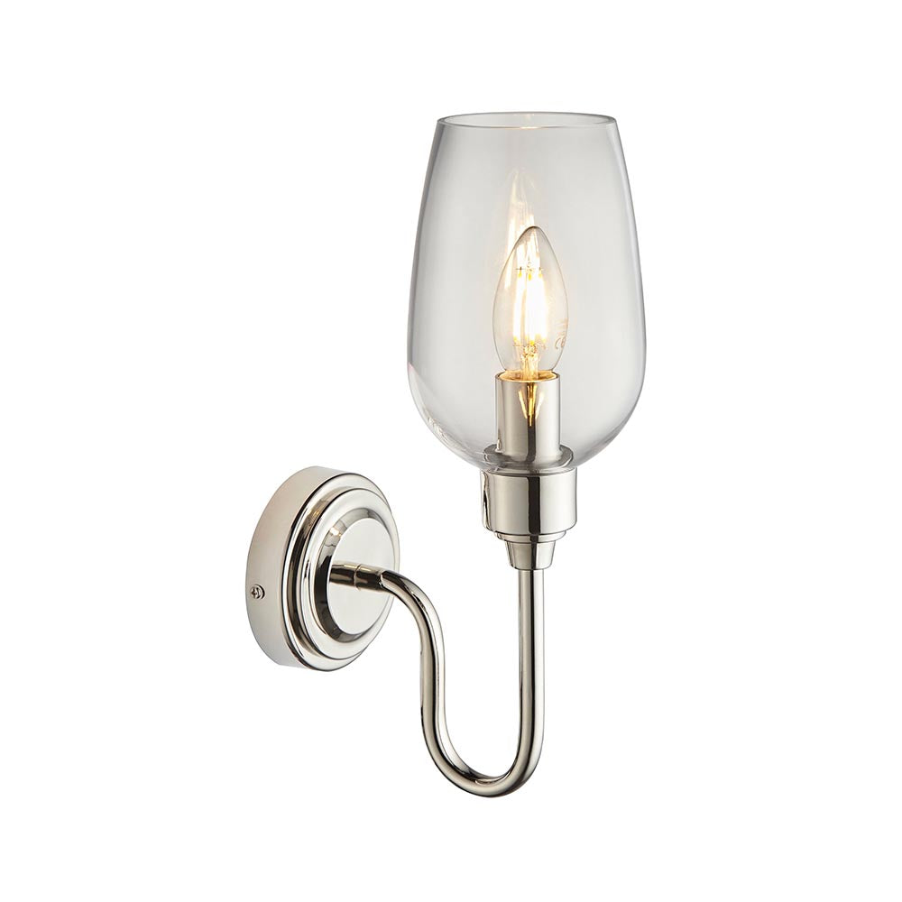 Island Nickel & Glass Shade Art Deco Wall Light-OB-180926
