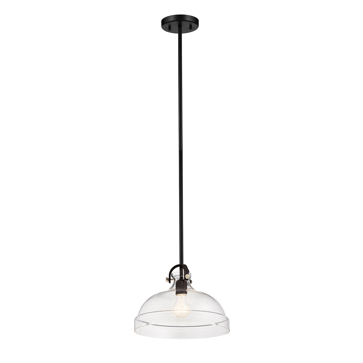 Hampton Graphite Duo-Mount Pendant - Blown Seed Glass Shade