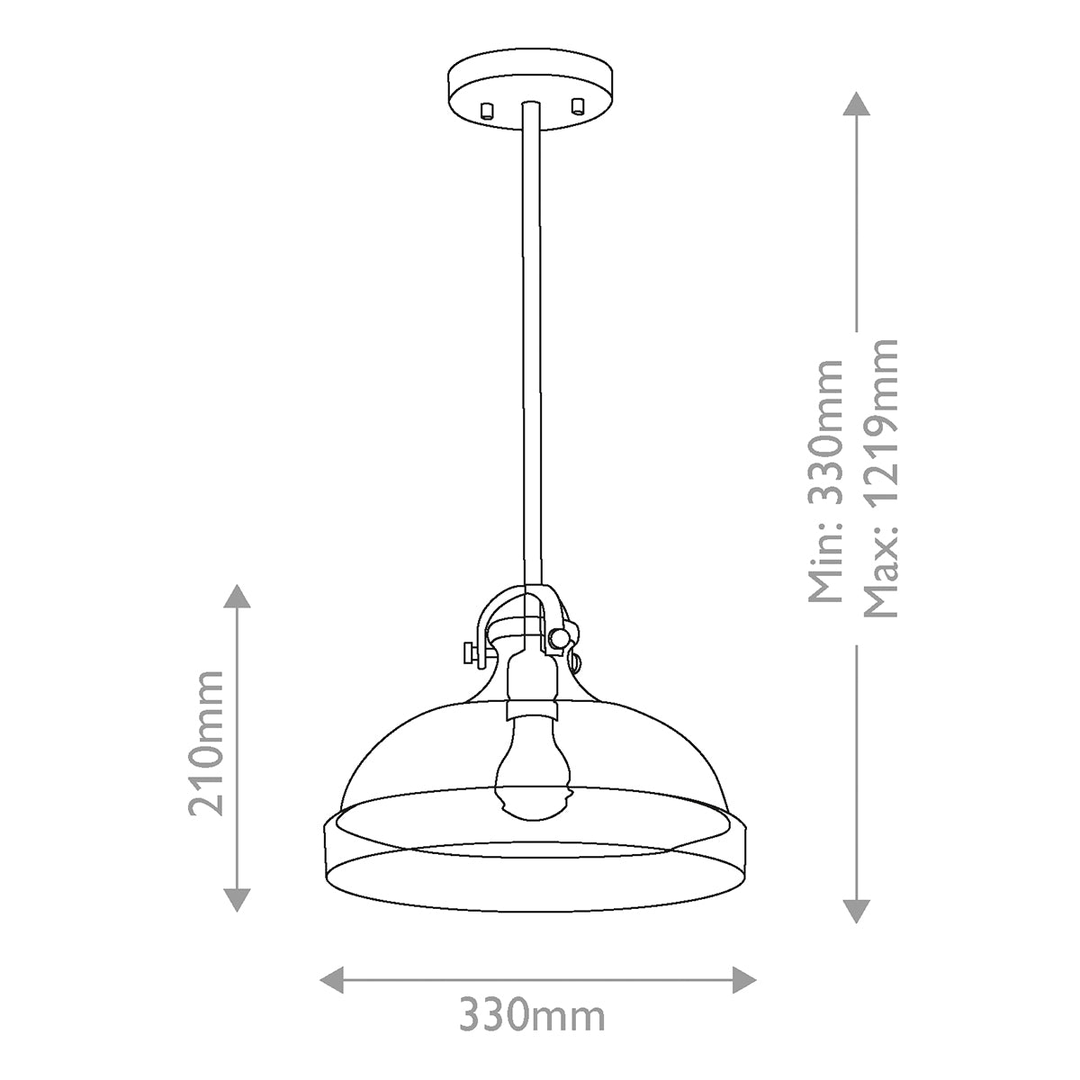 Hampton Graphite Duo-Mount Pendant - Blown Seed Glass Shade