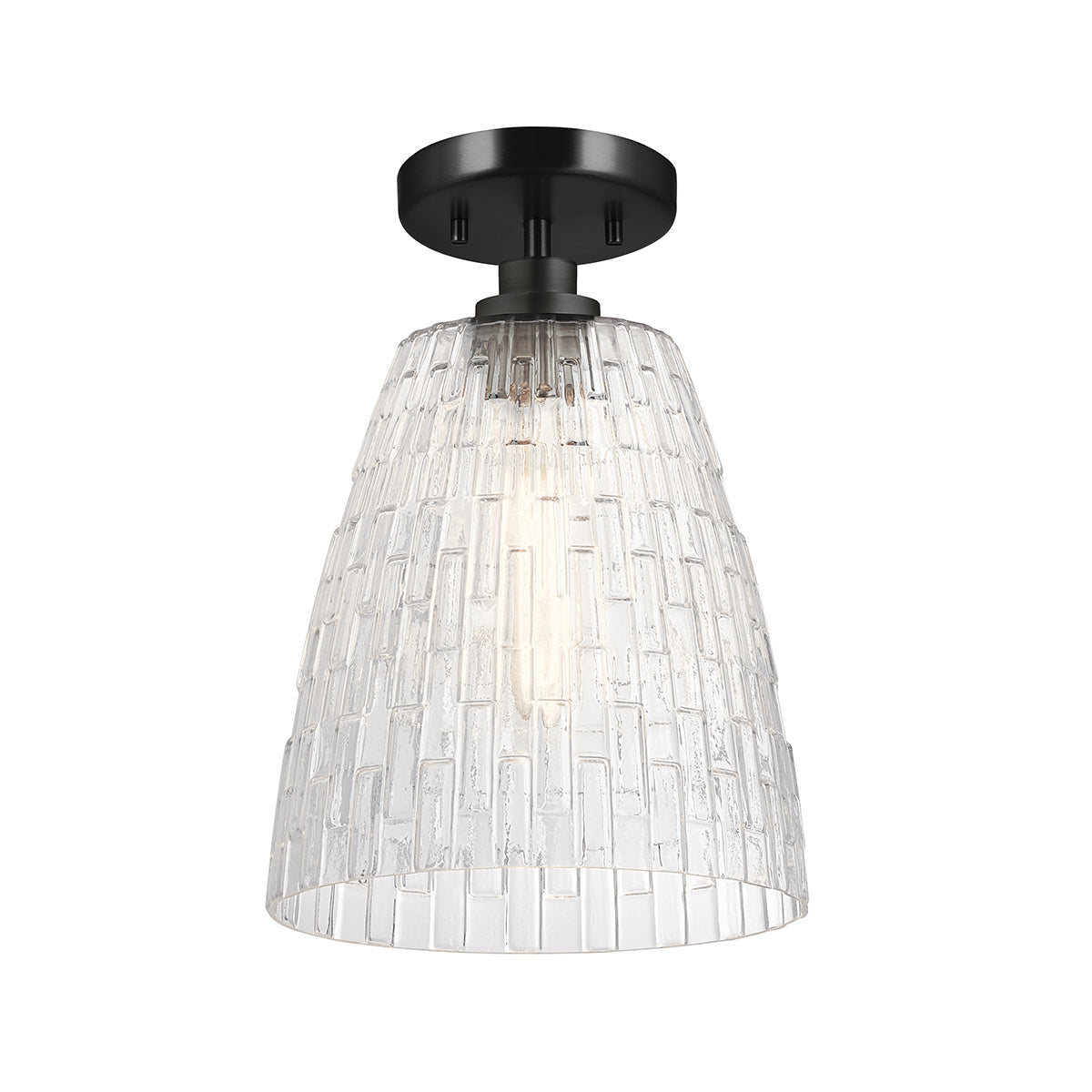 Windsor Black Duo-Mount Industrial Pendant - Blown Glass Shade