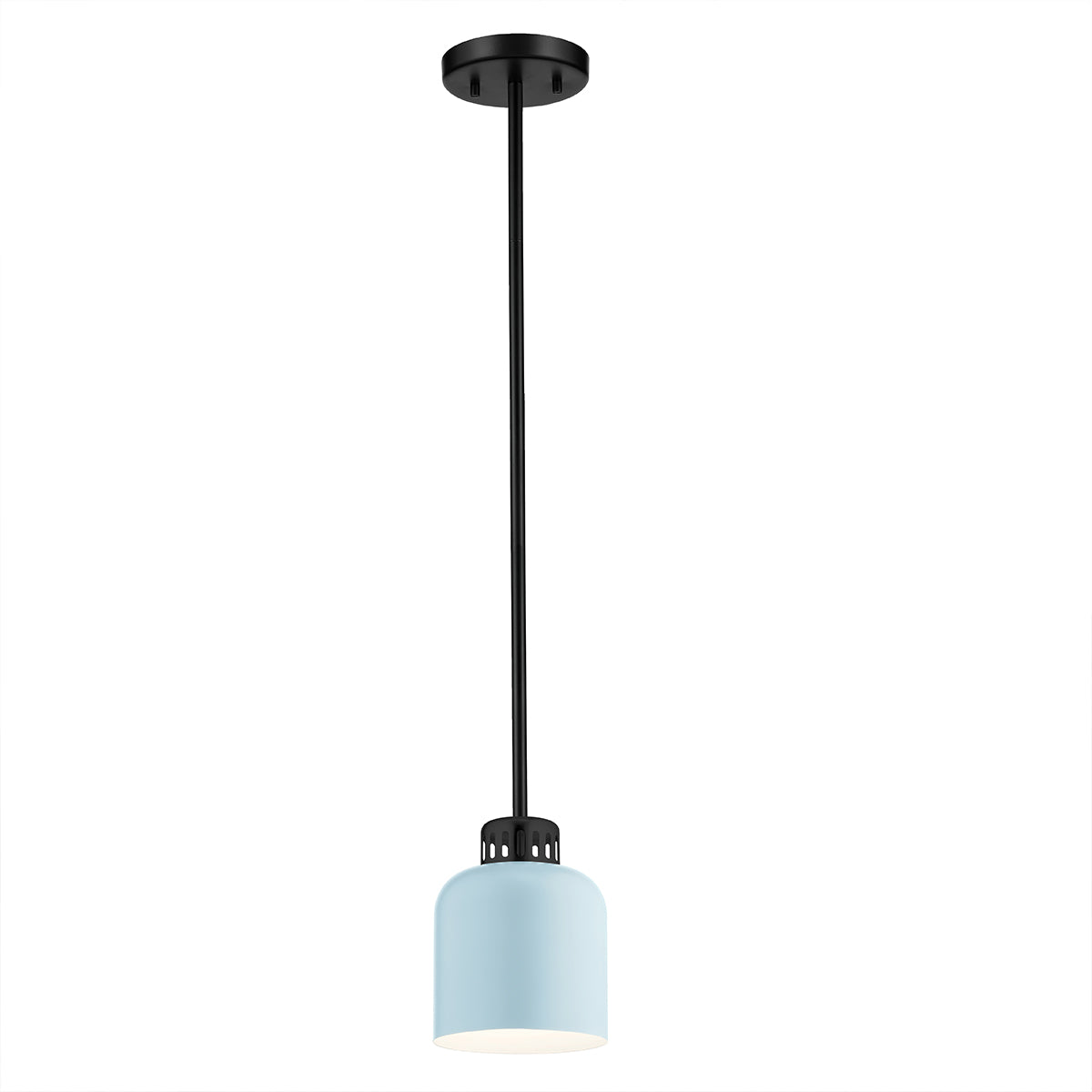 York Black Duo-Mount Industrial Pendant - Pale Blue Canister Shade