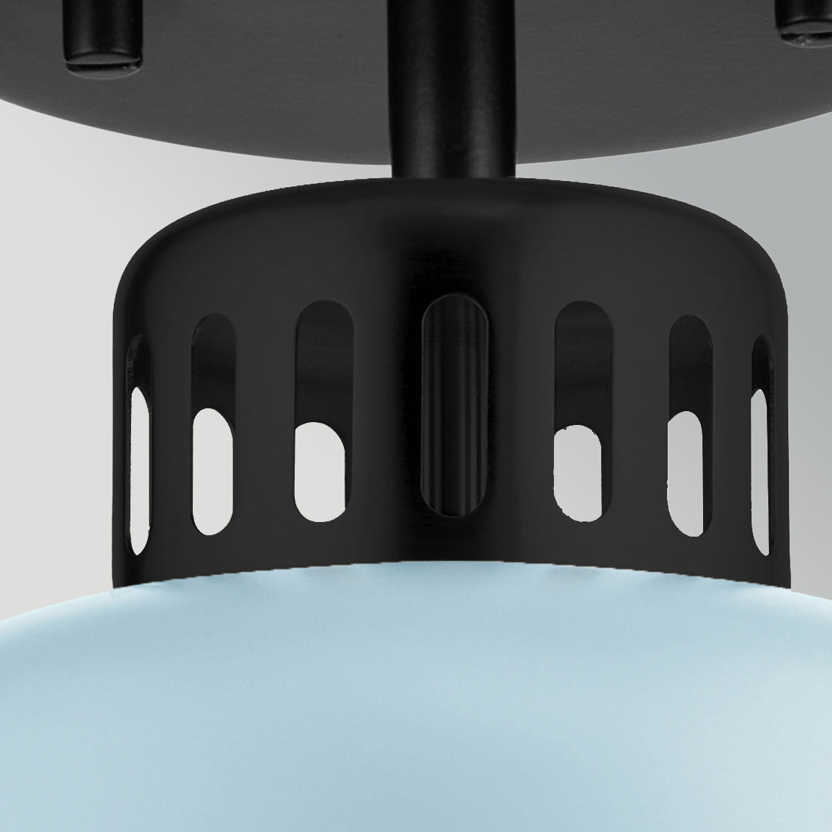 York Black Duo-Mount Industrial Pendant - Pale Blue Canister Shade
